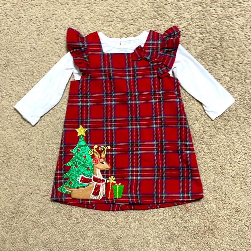 Adorable baby girl Christmas jumper by Rare Editions, size 12 mo.